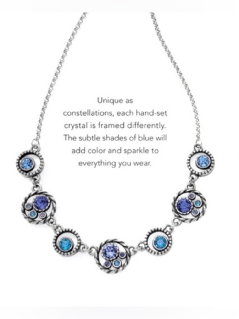 🩵 RARE HALO BRIGHTON Silver Collar Necklace TANZANITE SWAROVSKI CRYSTAL
